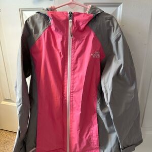 The North Face Pink and Gray Girls Rain Jacket